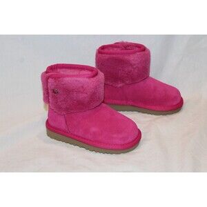 UGG MINI JONI SHEARLING CUFF SUEDE BOOTS DNY FUSCHIA PINK NEW 7 TODDLER $115